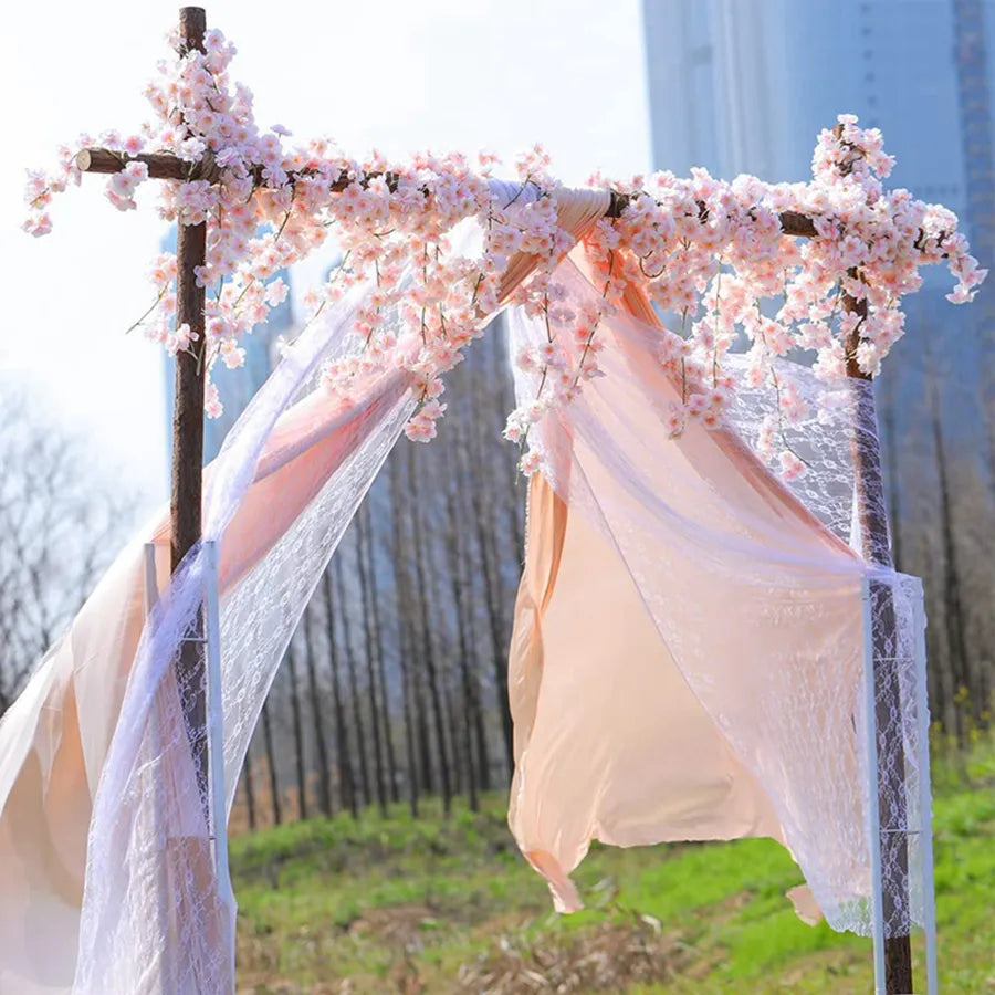 180 cm konstgjorda Sakura blommor vinstockar bröllop utomhus trädgård rosbåge heminredning jul silke scrapbook bakgrund väggväxter