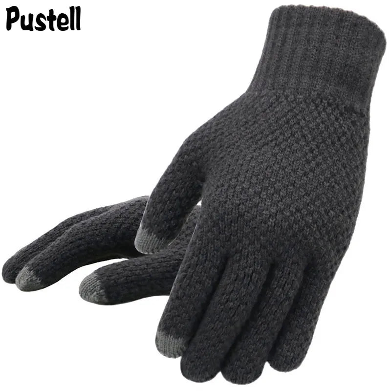 Winter Men Knitted Gloves Touchscreen High Quality Male Mitten Thicken Warm Wool Cashmere Solid Men Business Gloves Autumn