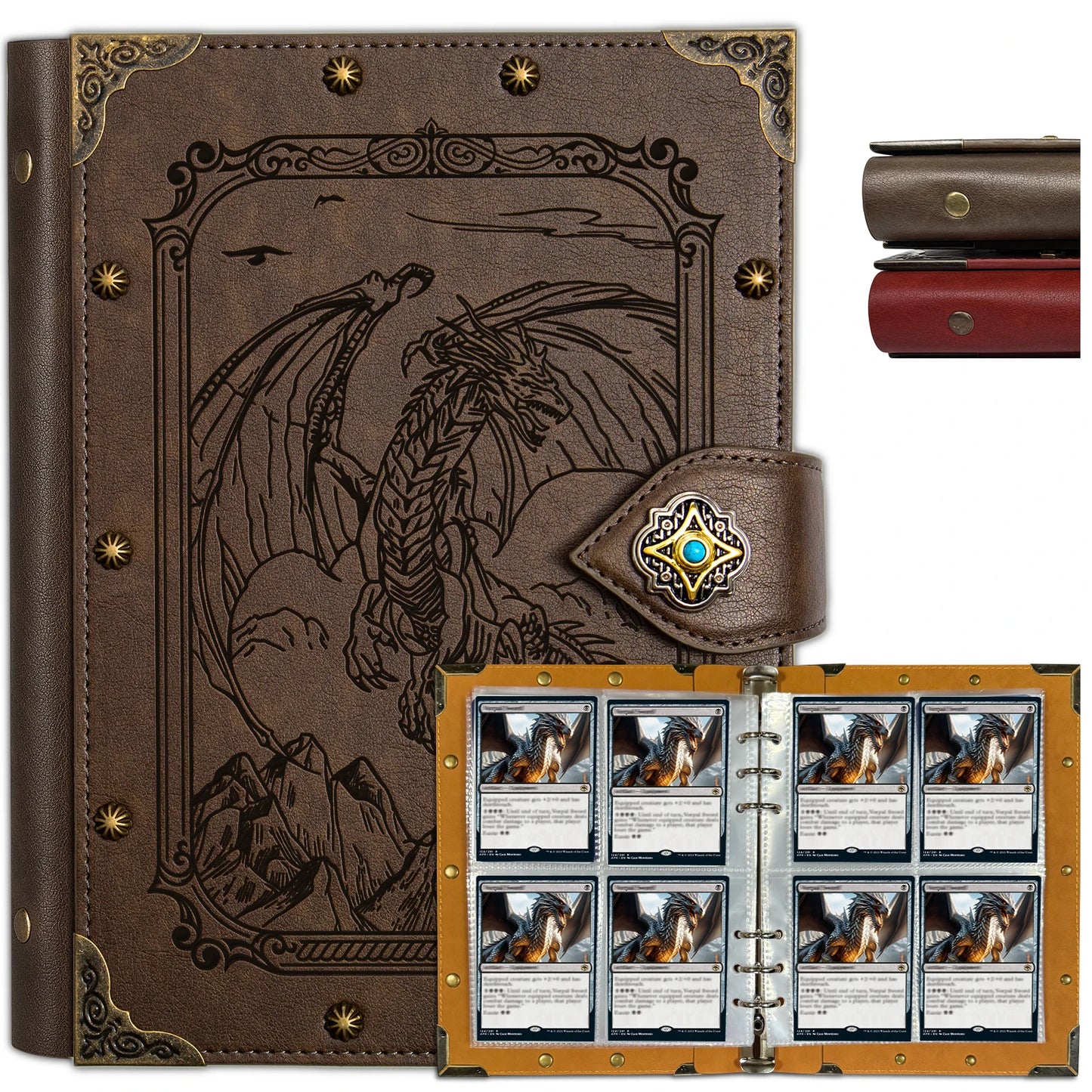 4 Pocket Card Binder for Pokemon - Stunning Dragon Elemental Design for 240 Cards. Great Sleeve Album/TCG Holder/Trading Gift