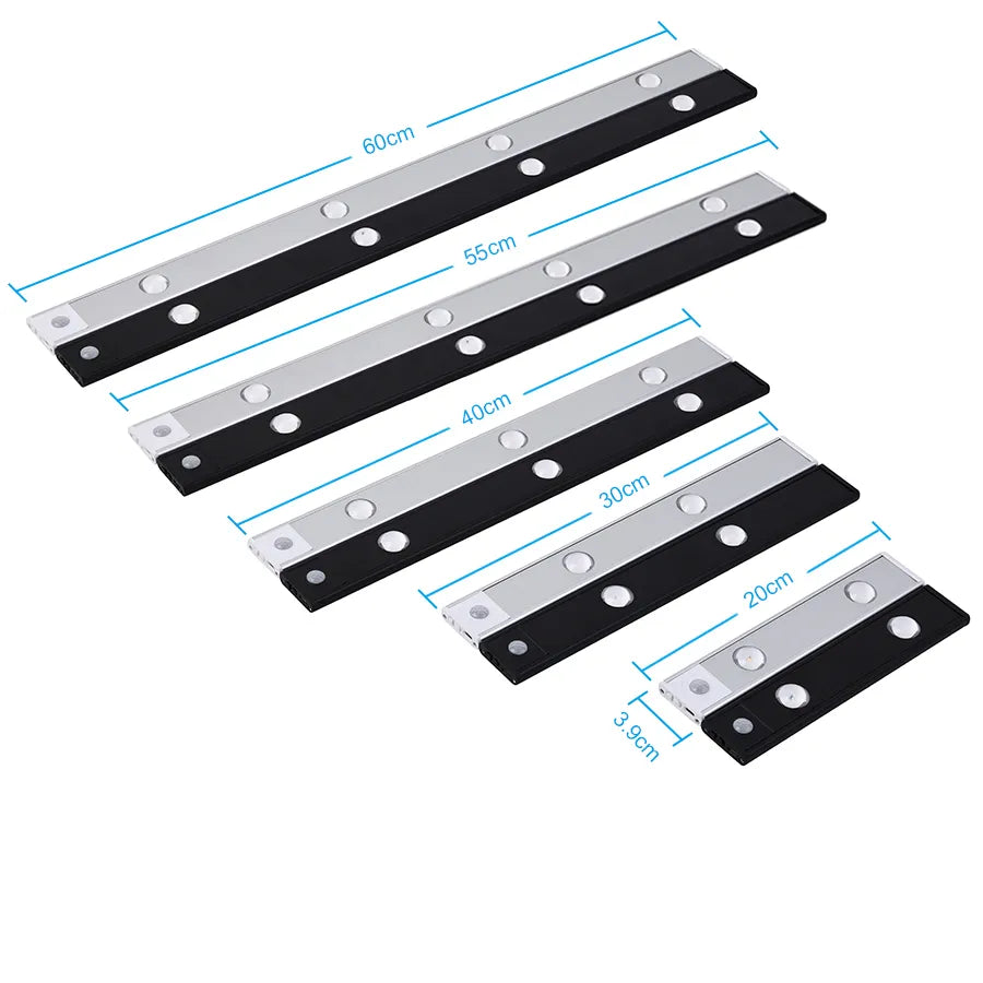 30/40/60CM Ultratunna LED-lampor Skåpbelysning PIR-rörelsesensor USB Uppladdningsbar trådlös nattlampor Skåp Kökslampa