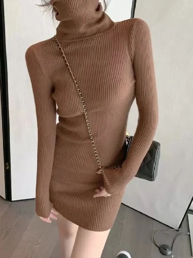 Spring Women Dress Bodycon Mini Evening Female Vintage Party Knitted Women Dresses Girl Casual Vestido Sexy Skinny Black Y2K