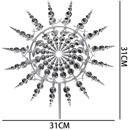 Ny unik och magisk metallväderkvarn 3D-vinddriven kinetisk skulptur Gräsmatta Metall Vind Solar Spinners Gårds- och trädgårdsinredning