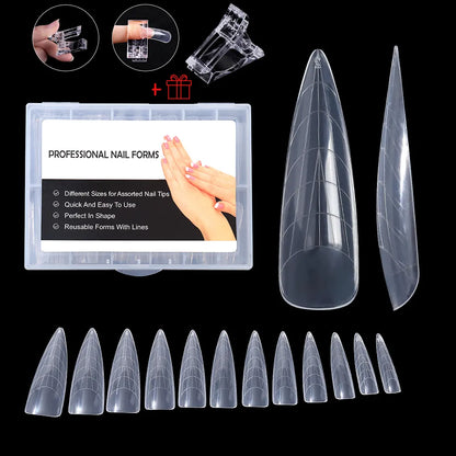 Nouveau cercueil Stiletto clair double formes faux conseils construction rapide Gel moule système d'ongle couverture complète formes d'extension d'ongle haut