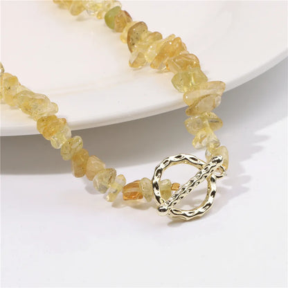 Healing Bohemian Gem Gravel Natural Semi-precious Stone Necklace Women's Fashion Necklace Jewelry Collares Para Mujer Female