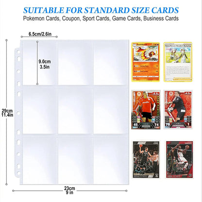 540 Pockets Baseball Card Sleeves, Double Side 9-Pocket Trading Card Binder Sleeves Page Protectors Sheet for Pokemon