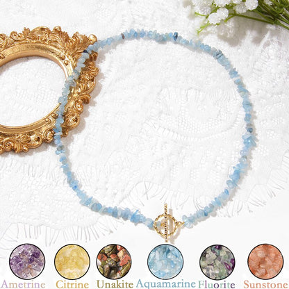 Healing Bohemian Gem Gravel Natural Semi-precious Stone Necklace Women's Fashion Necklace Jewelry Collares Para Mujer Female