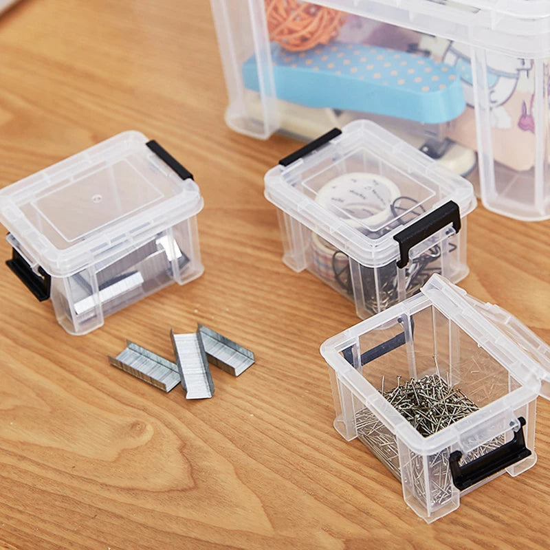 1PC Mini Storage Box Transparent Plastic Storage Box Sundries Storage Box Trivia Parts Tool Storage Box Household Goods