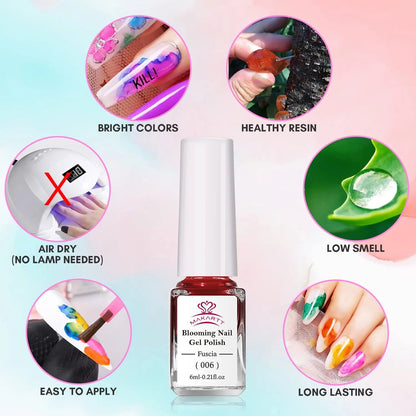 Makartt Marble Nail Polish,Blooming Gel Nail Polish Color Changing Nail Polish Alcohol Nail Ink Watercolor Blossom Gel Polish