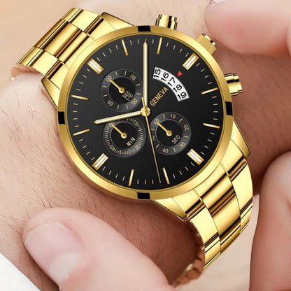 Genève – montre à Quartz militaire pour hommes, montre-bracelet de loisirs et d'affaires, à trois yeux, en acier inoxydable, étanche, nouvelle collection