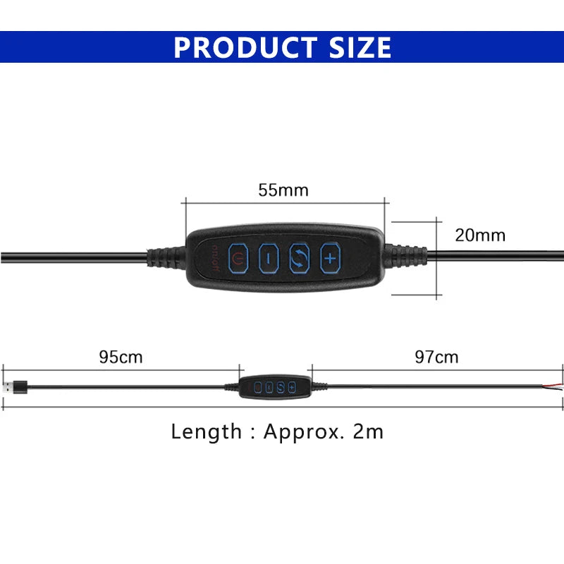 0.5-5M USB 5V LED Dual Color Strip Light Kit 120 LEDs/M 3000K 4000K 6000K CCT Flexible Tape Bar Lamp 4-Key 2M Dimmer Controller