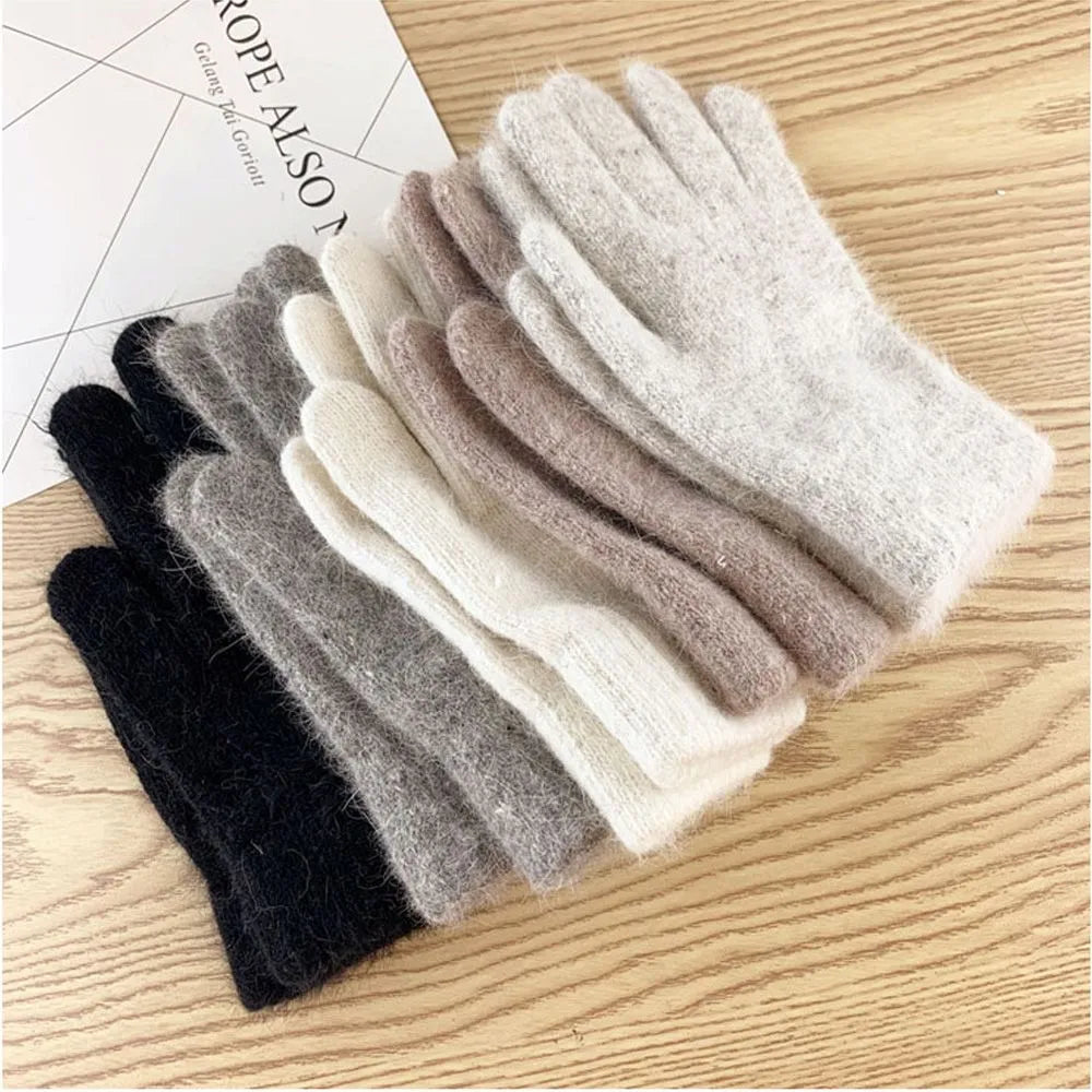 Elastic Full Finger Gloves Warm Thick Cycling Driving Fashion Women Men Winter Warm Knitted Woolen Outdoor Gloves