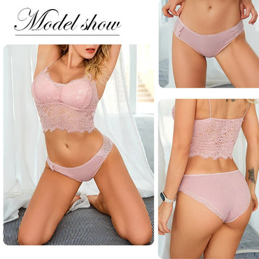 3Pcs/set Women's Cotton Panties M-2XL Women Patchwork Lace Underwear Sexy Low Waist Briefs Ladies Comfortable Underpants