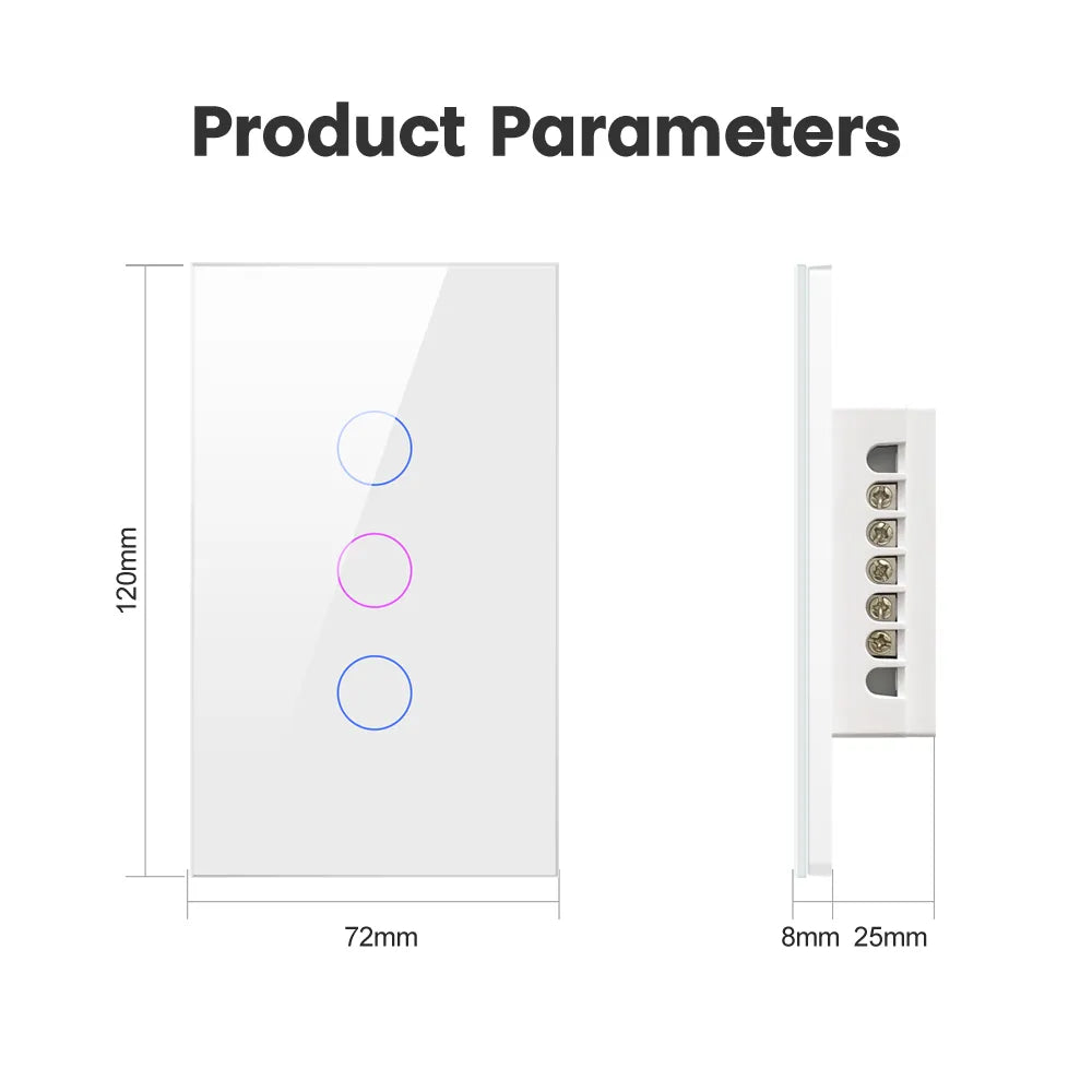 AVATTO Tuya WiFi/Zigbee Smart Light Switch, Neutral Wire/No Neutral Wire Required Wall Touch Switch Arbeta med Alexa, Google Home