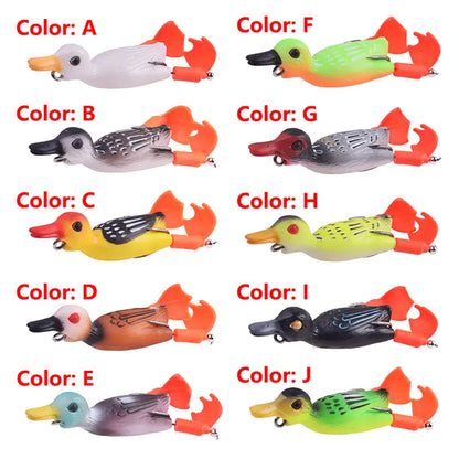 Topwater Ducking Silicone Fishing Soft Lures 9cm 11.5g Bass Frog Double Propeller Flipper Duck Wobblers Artificial Rubber Bait