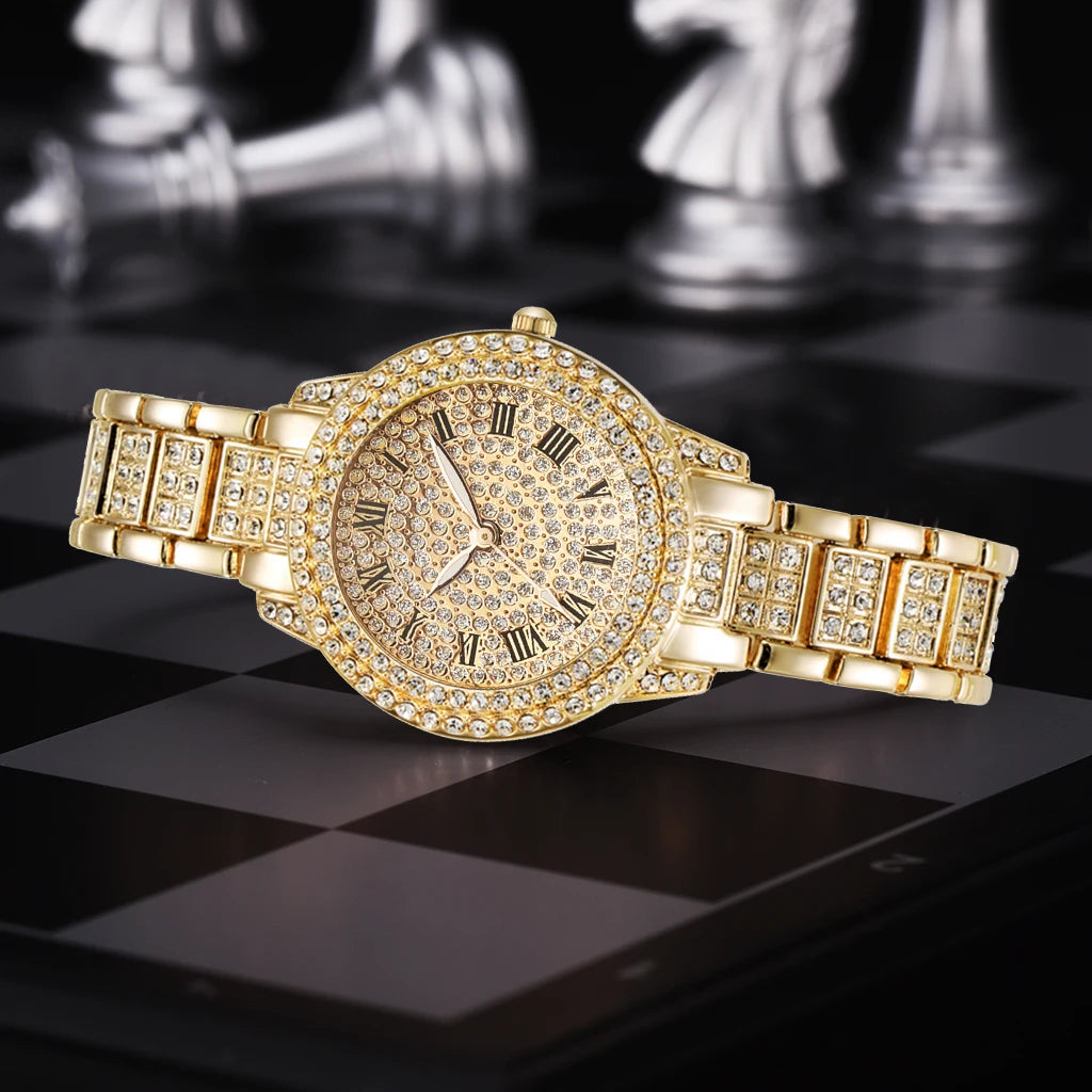 Diamond Women Watches Gold Watch Ladies Wrist Watches Luxury Brand Rhinestone Women's Bracelet Watches Female Relogio Feminino