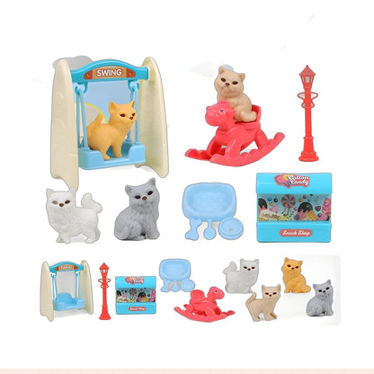 Cute Dog Pet Basket Family Toys Dog Doll Set Dog Cage Toys Scene Playing Toys Christmas Decoration and Thanksgiving Gifts