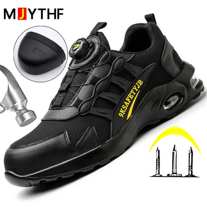 Men's Rotating Button Safety Shoes Steel Toe Work Sneakers Indestructible Shoes Puncture-Proof work Boots Air Cushion Men Boots