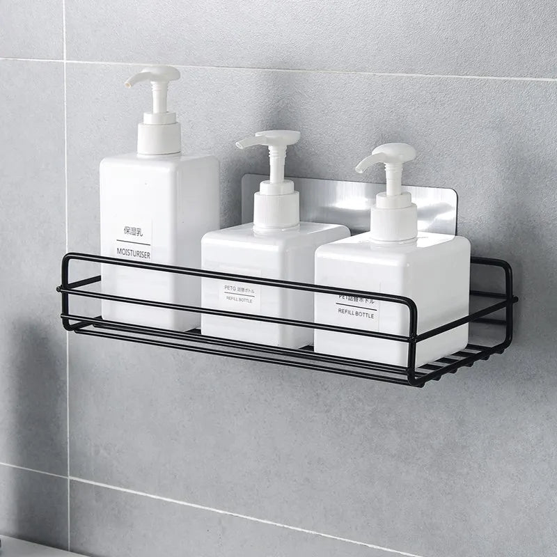 Étagère de salle de bain en fer forgé de style japonais, support mural de rangement de gel douche, toilettes, support de toilette sans poinçon