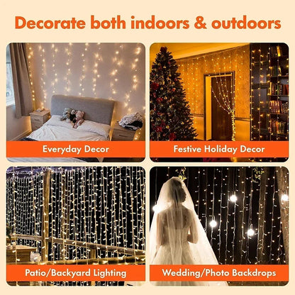 3M LED Curtain String Lights Fairy Decoration USB Holiday Garland Lamp 8 Mode For Home Garden Christmas Party New Year Wedding