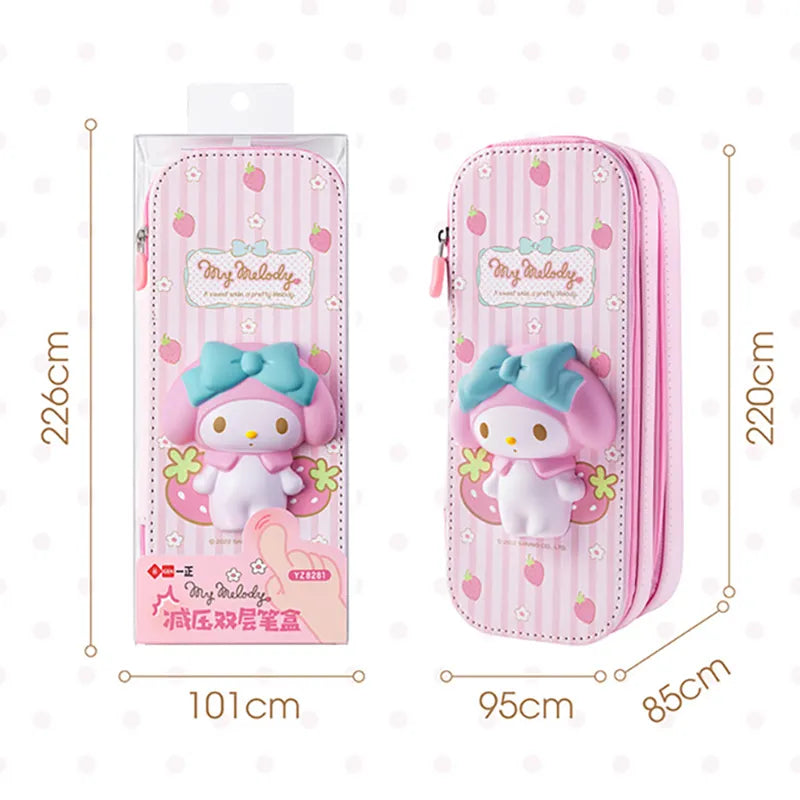 Large Capacity Pencil Case Kawaii Hello Kitty Cinnamoroll Melody School Pencils Bag Pouch Pen Case Supplies Stationery