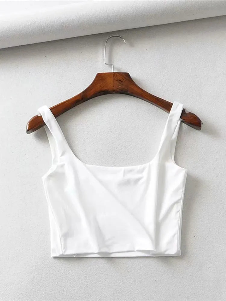 Women Sexy Sleeveless Tops Fashion Short Square Collar Tank Tops 4 Colors