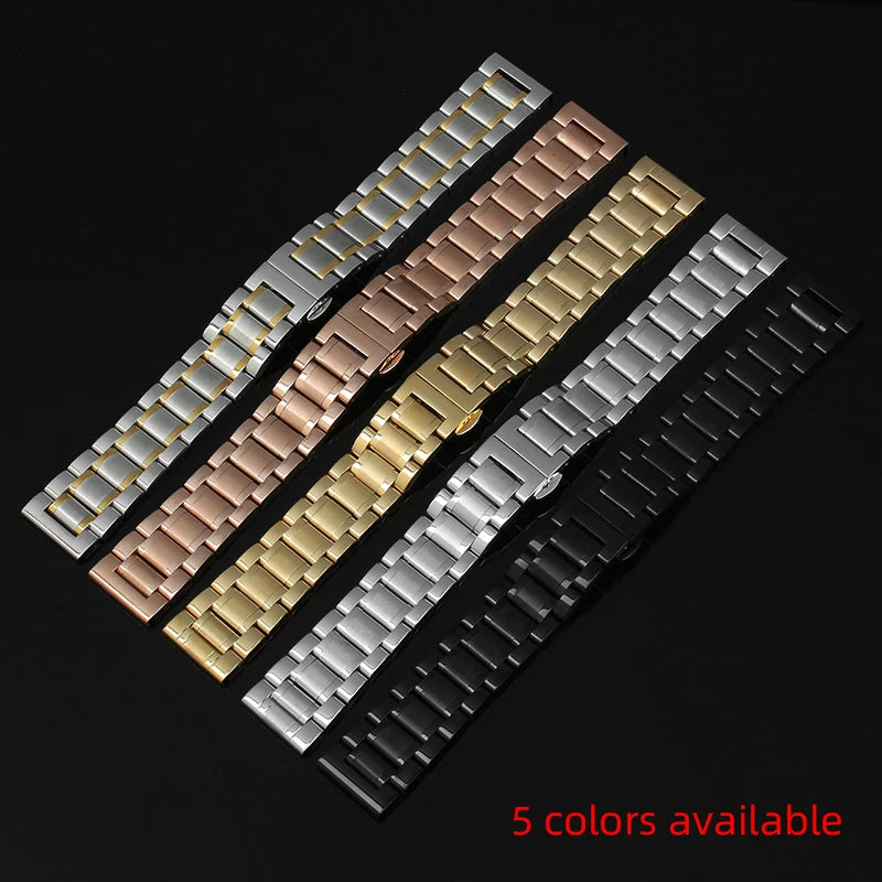 Universal metal Bracelet, women's men's metal steel strap, 14mm 15mm 16mm 17mm 18mm 19mm 20mm 21/22mm 23/24mm curved watch chain