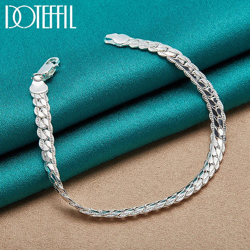 DOTEFFIL 925 argent Sterling 6mm chaîne latérale 16/18/20/22/24 pouces collier pour femme hommes mode mariage fiançailles bijoux cadeau