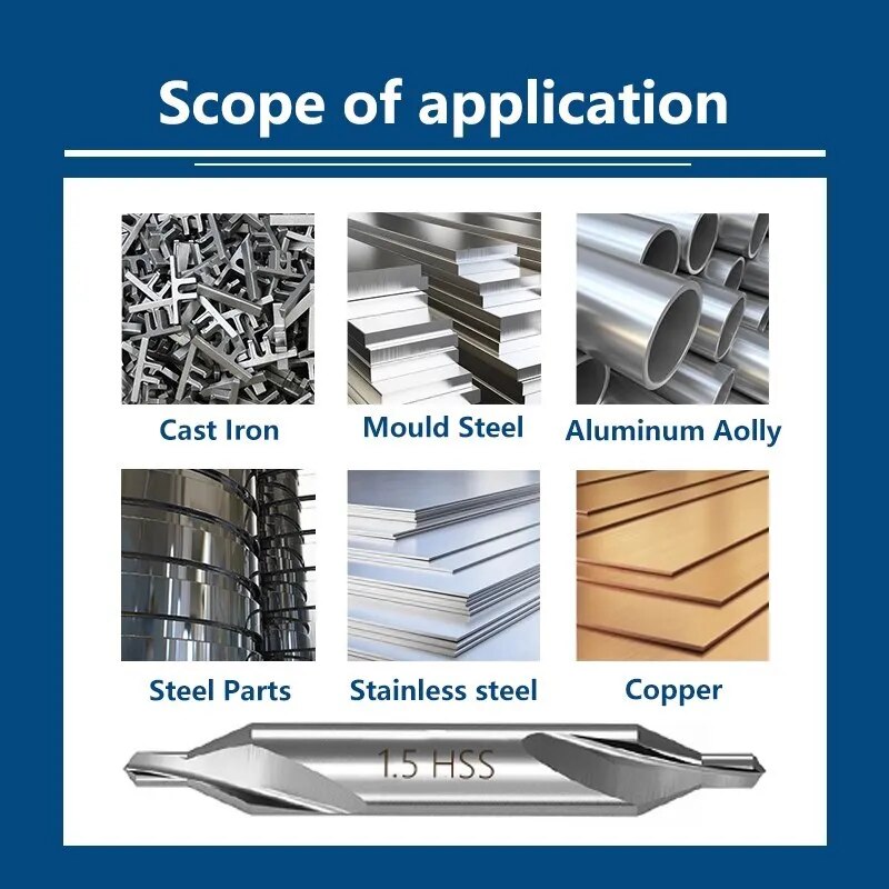 Forets centraux combinés HSS, fraises à 60 degrés, jeu de mèches d'angle 1.0mm 1.5mm 2.0mm 2.5mm 3.5mm 5mm, foret à métal