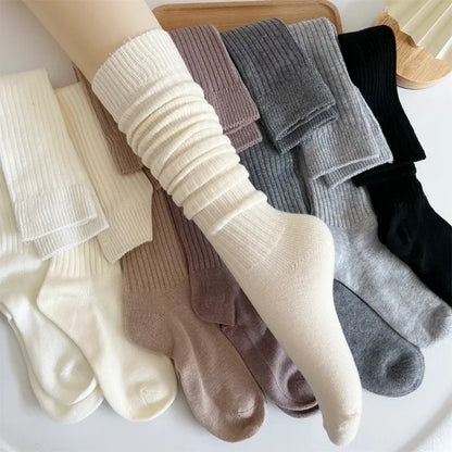 Kvinnor Långa strumpor Cashmere Kvinnor Stövel Solid Ull Lårstrumpa Mager Casual Bomull över Knä-Hög Fluffig Kvinna Lång Knä Sock