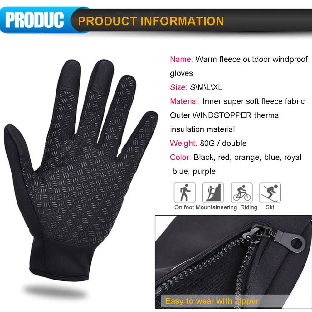 Touchscreen Warm Gloves Outdoor Cycling Driving Motorcycle Waterproof Cold Gloves Windproof Non-Slip Womens Men Winter Ski Glove