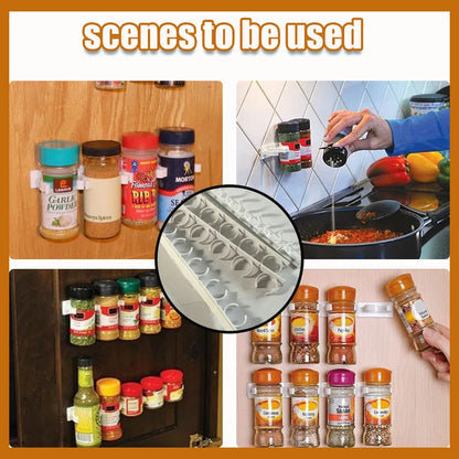 Spice Bottle Rack Kitchen Storage Rack Wall Mount Jars Holder Tools Plastic Clip Jar Rack Cabinet Door Hooks Ingredient Spice