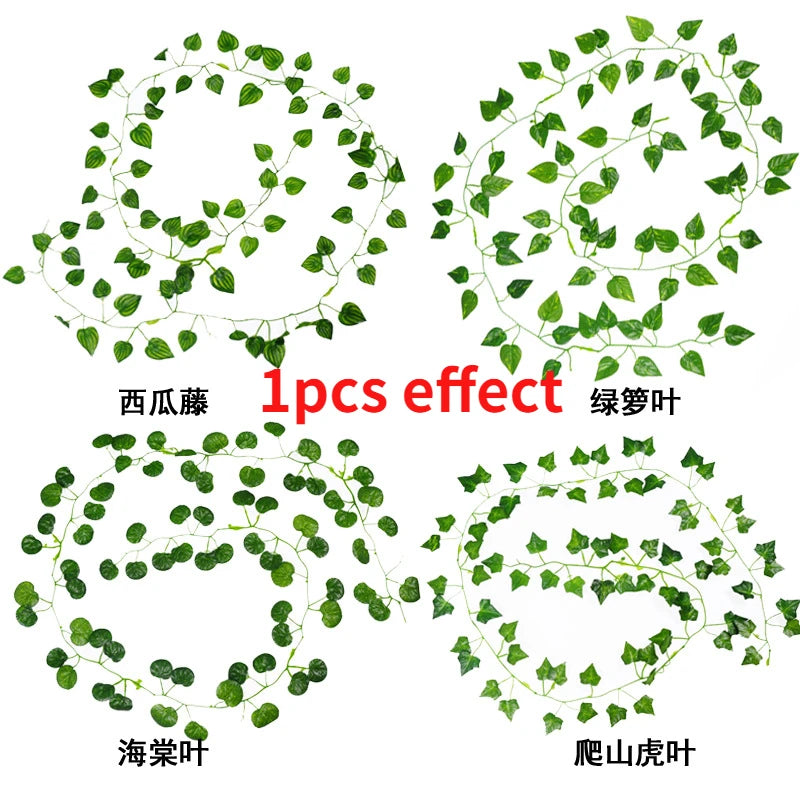 1st 2,2M konstgjorda växter Grön Simulering Murgröna Aureus Blad Murgröna Hängande Vinstockar Bröllop HANAFUJI Hemträdgård Körtel Väggdekor