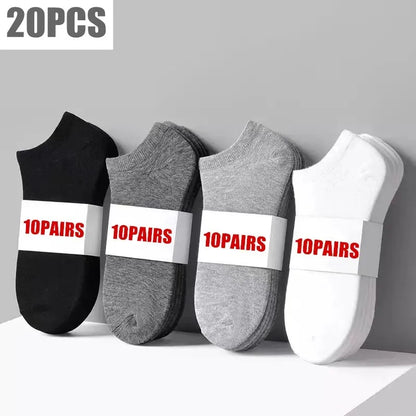 10 paires/lot chaussettes pour hommes chaussettes bateau décontractées chaussettes d'affaires noires couleur unie respirant confortable haute qualité chaussettes à la cheville 37-45