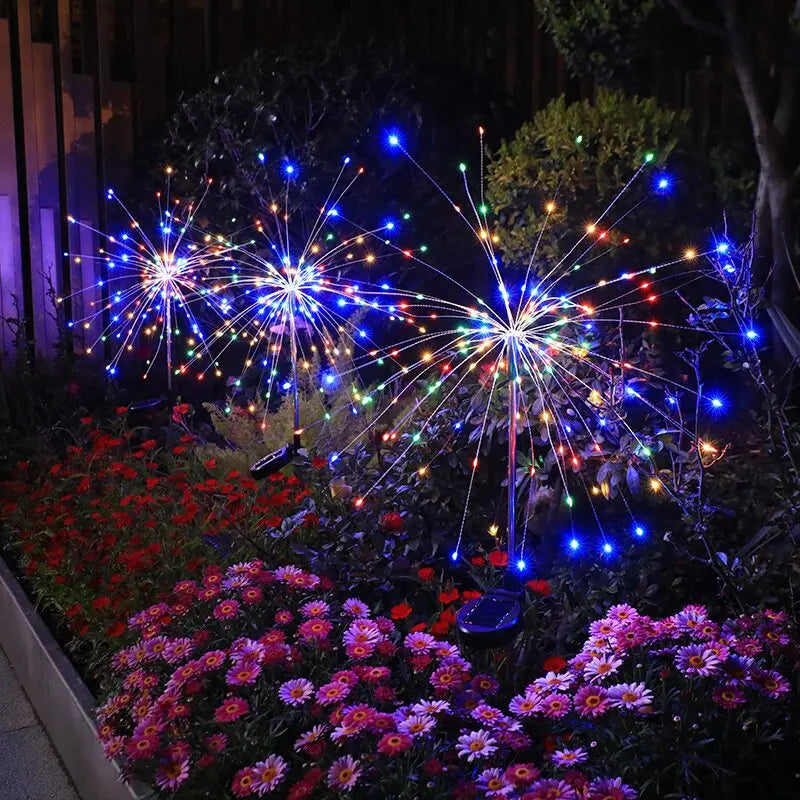 Outdoor LED Firework Lights Waterproof Solar Garland Light Garden Xmas Party Yard Lighting New Year's Eve Christmas Decor