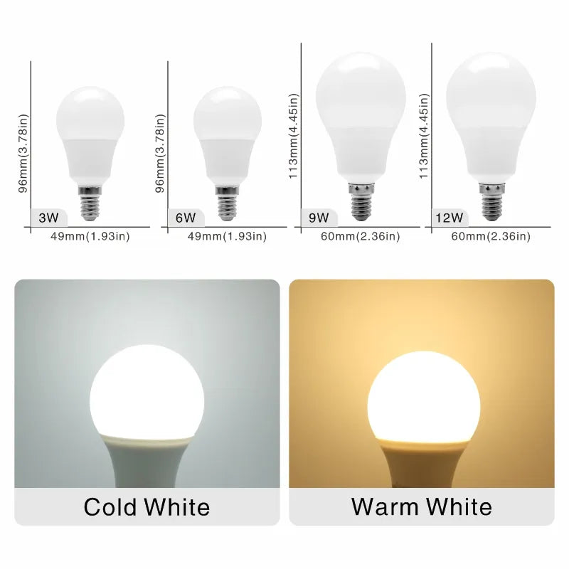 E27 E14 LED Bulb 3W 6W 9W 12W 15W 18W 20W  Table Lamp Real Power Light Bulbs AC 220V-240V  Spotlight Lampada LED Bombillas