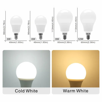 E27 E14 LED Bulb 3W 6W 9W 12W 15W 18W 20W  Table Lamp Real Power Light Bulbs AC 220V-240V  Spotlight Lampada LED Bombillas