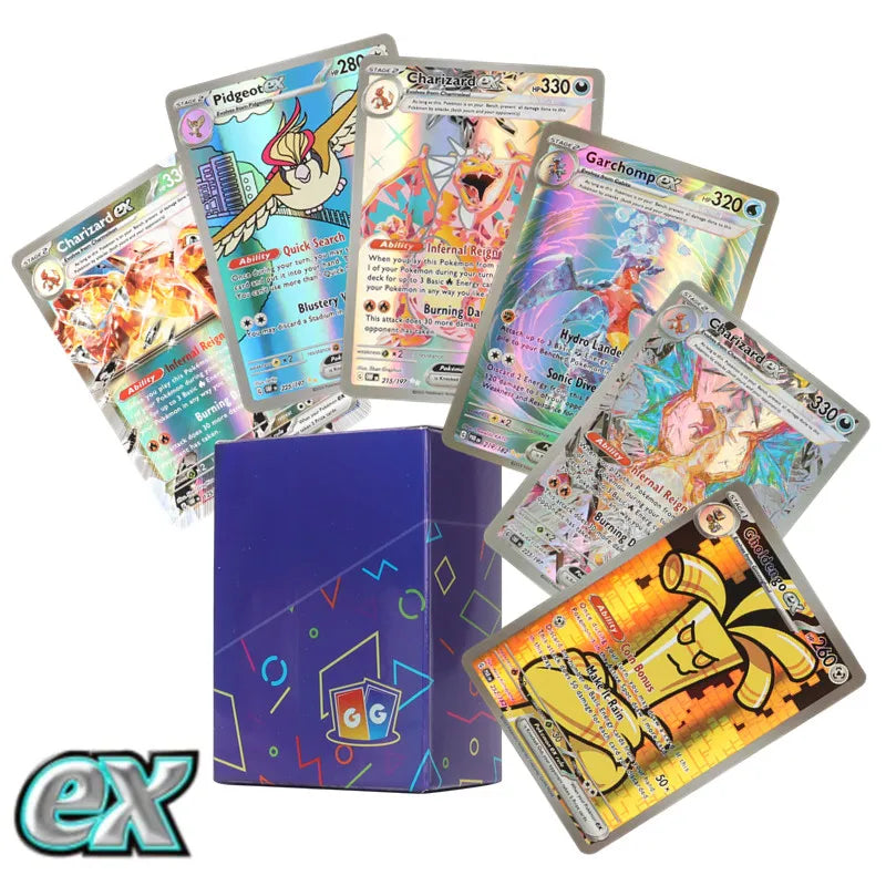 60/100Pcs Pokemon Cards Scarlet Violet EX Vstar Holographic English Letter Pokemon Rainbow Arceus Shiny trading card Kids Gift