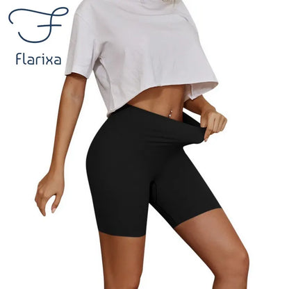 Flarixa Seamless High Waist Shorts Panties For Women Tummy Control Hip Lift Ice Silk Safety Pants Underwear Boyshorts Boxer