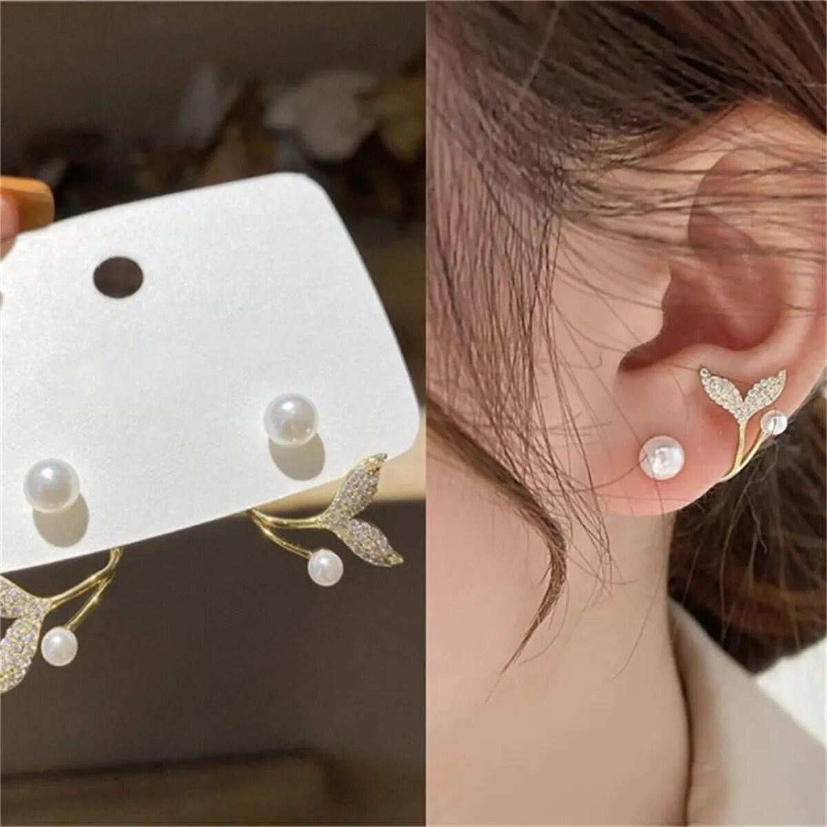 New Trend Korean Style Love Heart Pearl Earrings Cute Flower Rhinestone Stud Earrings For Women Fashion Jewelry Birthday Gifts