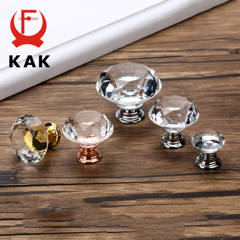 20-40mm Diamond Shape Design Crystal Glass Knobs Cupboard Drawer Pull Kitchen Cabinet Door Wardrobe Handles Hardware