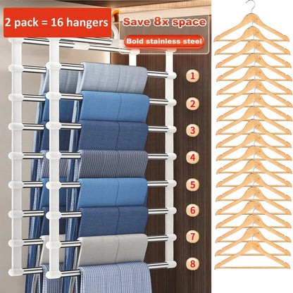 6/8 Layers Stainless Steel Trouser Hanger Magic Pants Rack Space Saving Clothes Organizer Foldable Wardrobe Hanger Storage