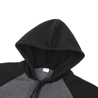 New Men's Zip-Up Color Block Hoodie with Casual Stylish & Durable Fall/Winter Top Raglan Sleeves Hoodies Sweatshirt Male