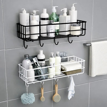 Étagère de salle de bain en fer forgé de style japonais, support mural de rangement de gel douche, toilettes, support de toilette sans poinçon