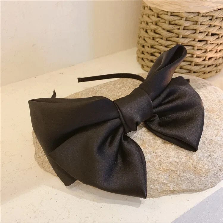 beautiful black New big bow bezel Headwear Women Headband Girls Vintage bow Hair Bands wide Hairband hoop for hair Accessories