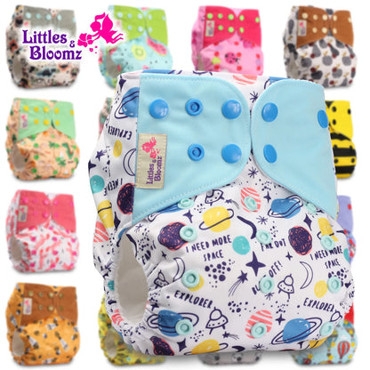 [Littles&amp;Bloomz] Couche lavable réutilisable en tissu écologique réglable véritable couche de poche adaptée 0-2 ans 3-15kg insertion bébé