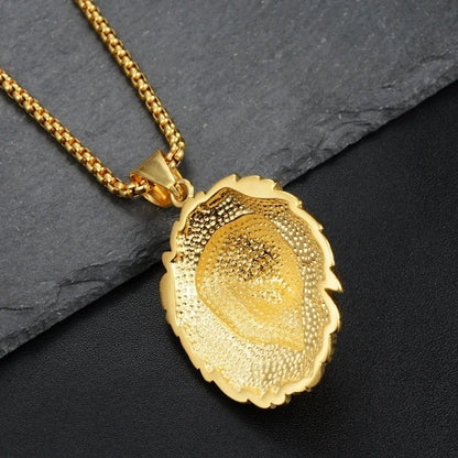 New Trendy Animal Long Hair Lion Head Pendant Necklace Men's Necklace Metal Sliding Inlaid Crystal Necklace Accessories Jewelry