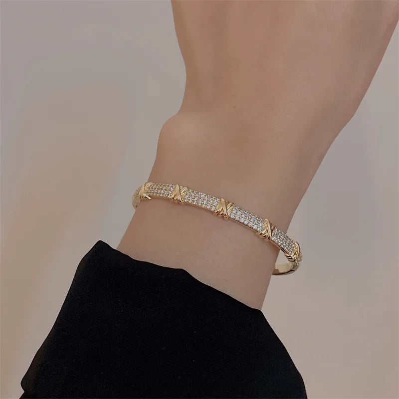 New Korean Exquisite Bamboo Bracelet Sweet Elegant Fashion Simple Geometric Bracelet Women's Banquet Jewelry