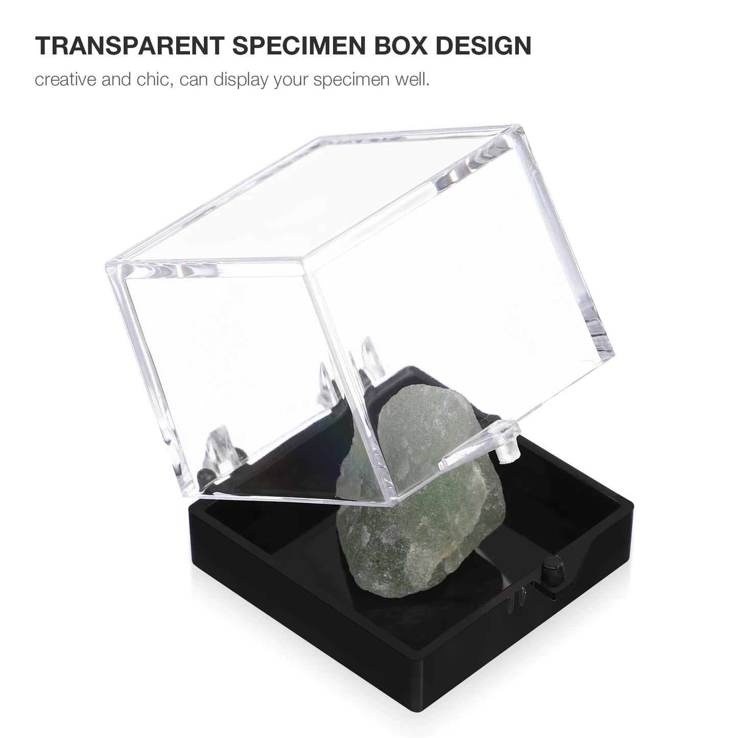 12pcs Plastic Small Standes Mineral Specimen Storage Cases Square Sample Displaying Clear Acrylic Box Specimen Collection Box