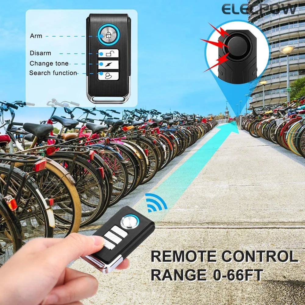 Elecpow Wireless Bicycle Alarm  Remote Control Waterproof Electric Motorcycle Scooter Bike Security Protection Anti theft Alarms