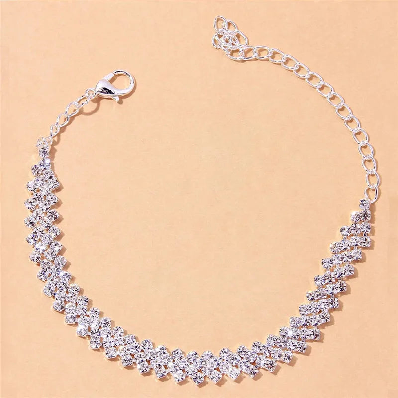 Shining Cubic Zirconia Silver Color Ankle Bracelet  Foot Jewelry